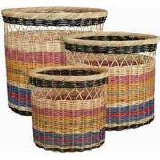 Mica Decorations Mand Strepen - 44x44x40 cm - Rotan - Lichtbruin- Set ...