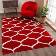 Tapijtenloods Madrid Shaggy Design Vloerkleed Rood Creme Hoogpolig- 20...