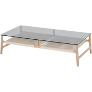 Fawn coffee table houten salontafel whitewash - met glazen tafelblad g...