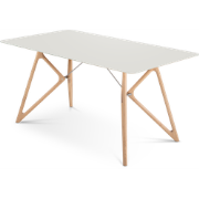 Tink table houten eettafel whitewash - met linoleum tafelblad mushroom...