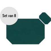 Krumble Placemat achthoekig + onderzetter - PU Leder - Groen - Set van...