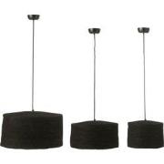 J-line - Set Van 3 Hangende Lamp Moonj Gras Zwart - 50x50x26cm