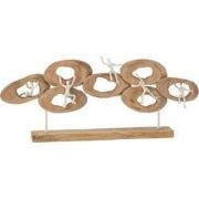 J-line - Figuurs 5 In Ring Op Voet Mango Hout Naturel - 73x8x31cm