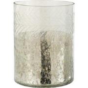J-line - Windlicht Klassiek Crackle Glas Transparant/zilver Large - 21...