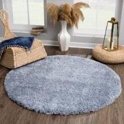 Tapijtenloods Porto Rond Soft Fluffy Vloerkleed Hoogpolig Effen Blauw-...