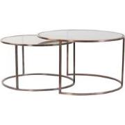 Light&living Salontafel S/2 Ø65x39+Ø75x44 cm DUARTE gls bruin+ant kope...