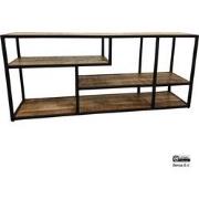 Benoa Cypress Iron TV Rack with Wooden Shelf 140 cm Iron Black powderc...