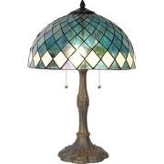 LumiLamp Tiffany Tafellamp  Ø 40x61 cm Blauw Glas Tiffany Bureaulamp