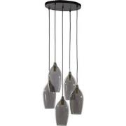 Light&living Hanglamp 5L Ø45x36 cm LUKARO antiek brons+glas smoke