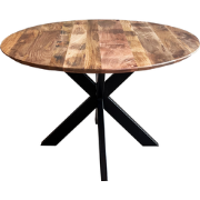 Eettafel mango rond facet met sterpoot 120cm