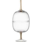 J-line - Voorraadpot Op Voet Glas Transparant Goud Large - 15x15x38cm