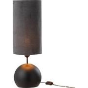 J-line - Lamp Bol Ijzer/fluweel Zwart/grijs - 20.5x20.5x58cm