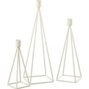 J-line - Set Van 3 Kaarshouder Metaal Wit - 12x12x38.5cm