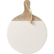 J-line - Plank Rond Mango Hout Whitewash - 40.5x30.5x1.5cm