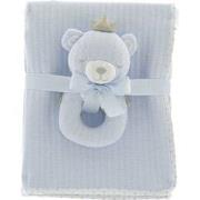 Unique Living - Blanket+rattle Baby Bear 100x75cm Blue