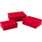 J-line - Set Van 3 Dozen Rechthoekig Fluweel Papier Rood - 36x26.5x12c...