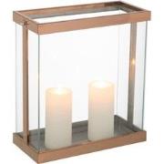 J-line - Lantaarn Rechthoekig Enma Ijzer/glas Koper Large - 32x15x35.5...