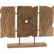 J-line - Triptiek Gekerfd Op Voet Mango Hout Naturel - 65x8.5x47.5cm