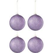 J-line - Doos Van 4 Kerstbal Parels Glas Mauve Large - 12x12x12cm