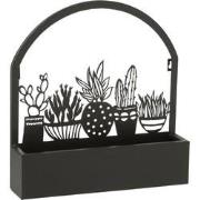 J-line - Wanddeco/bloempot Cactus Metaal Zwart - 38x7.5x39.5cm