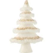 J-line - Kerstboom Velvet Veren Ecru Goud - 30x13x50cm