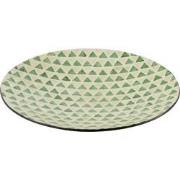 J-line - Plateau Nuye Rond Schelpen/papier Groen - 45x45x6cm