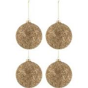 J-line - Doos Van 4 Kerstballen Glitter Glas Goud Large - 13x13x15cm