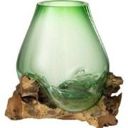 J-line - Vaas Op Voet Gamal Hout/gerecycleerd Glas Natuur/groen Large ...