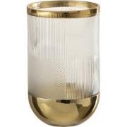 J-line - Vaas Cylinder Motief Glas Transparant/goud Small - 13x13x21.5...