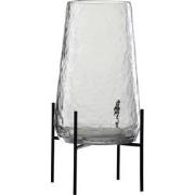 J-line - Vaas Op Voet Oneffen Glas Transparant/zwart Large - 18x18x32c...