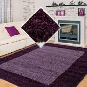 Tapijtenloods Basic Shaggy Kader vloerkleed Paars Hoogpolig- 300x400 C...