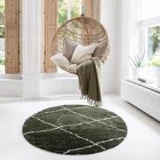 Berber Rond vloerkleed hoogpolig Groen/Cream - scandinavisch - nea - P...