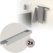 ML-Design set van 2 handdoekhouders zonder boren 42 cm met haken, zilv...