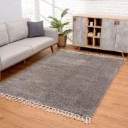 Tapijtenloods Vloerkleed Hoogpolig Shaggy Pulpy Effen Grijs- 160x230 C...