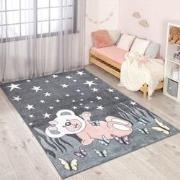 Tapijtenloods Vloerkleed Teddy Laagpolig Anime Kids Grijs- 140x200 CM