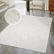 Clasico Vloerkleed Woonkamer Laagpolig Creme Tapijt- 80x150 CM