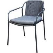 Vedella stackable dining chair aluminium dark grey/rope dark grey