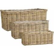 Mica Decorations Mand Marcia - 78x38x34 cm - Rotan - Grijs- Set van 3