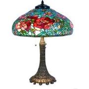 LumiLamp Tiffany Tafellamp  Ø 55x 85 cm Groen Glas Tiffany Bureaulamp