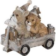 Clayre & Eef Beeld Hond 10x6x9 cm Grijs Beige Polyresin Kerstdecoratie