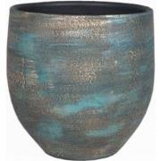 Pot madeira d14 h13 cm blauw goud keramiek