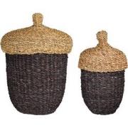 House of Seasons Opbergmand - Set van 2 - H45 x Ø30 cm - Zeegras - Don...