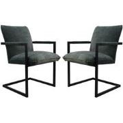 HSM Collection-Eetkamerstoel Boston S/2-56x68x89-Licht Groen/Zwart-Sto...