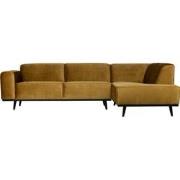 BePureHome Statement Hoekbank Rechts - Velvet - Geel - 77x274x210