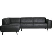 BePureHome Statement Hoekbank Links - Suedine - Zwart - 77x274x210