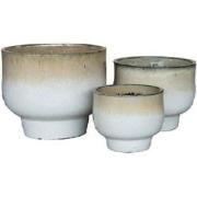 PTMD Bloempot Sanish - 50x50x40 cm - Keramiek - Creme- Set van 3