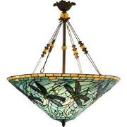 LumiLamp Hanglamp Tiffany  Ø 71x75 cm  Groen Blauw Metaal Glas Libelle...