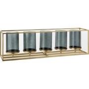 J-line - Windlicht 5 Delig Rechthoek Laag Metaal/glas Goud - 70x15x20c...