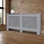 Radiatorbekleding met honingraatmotief 152x19x82 cm grijs vervaardigd ...