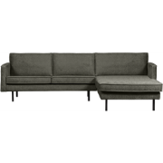 BePureHome Chaise Longue Rechts Rodeo - Velvet - Frost - 85x300x155